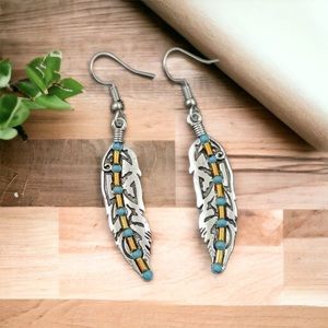 Bohemian Vintage Feather Dangle Earrings